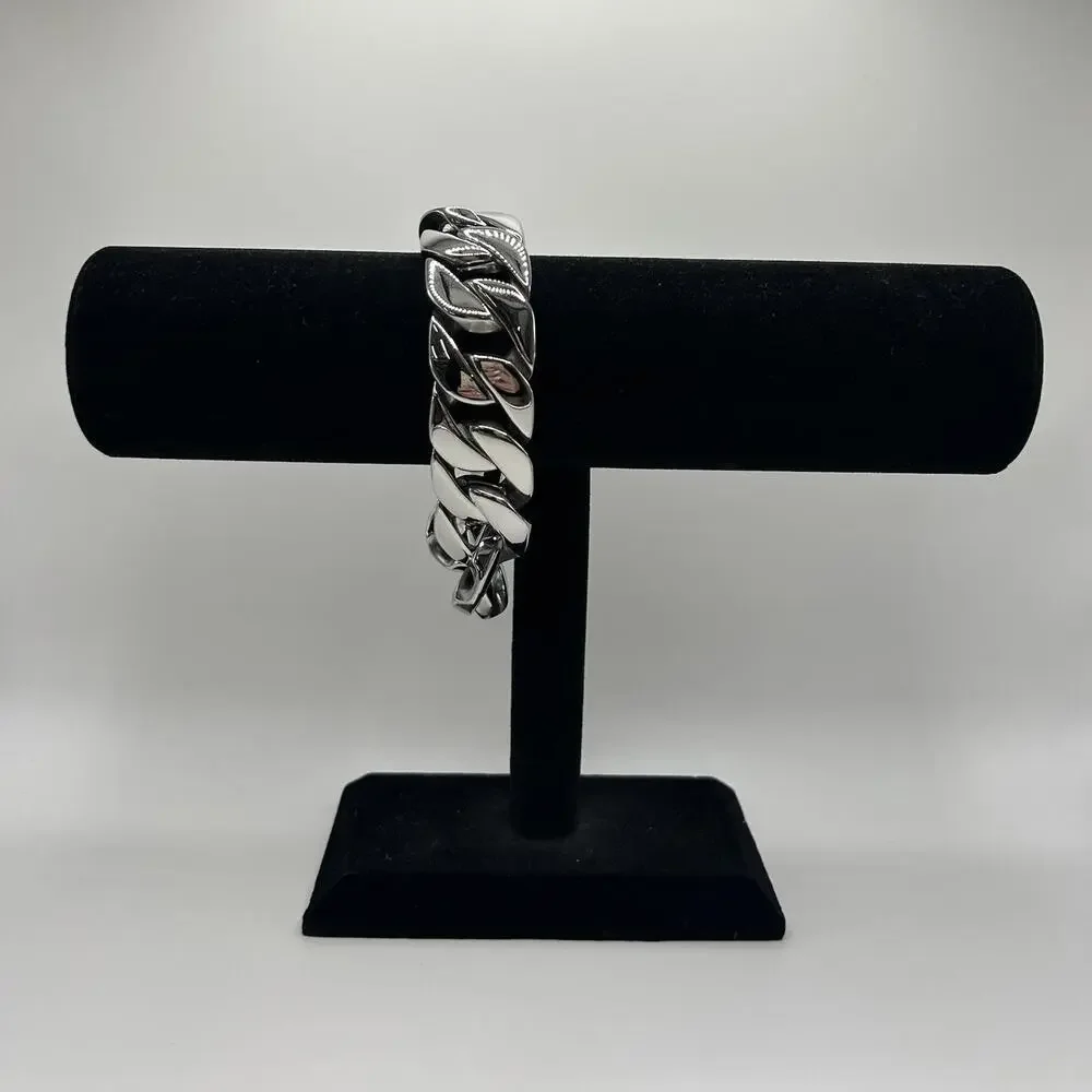 Invicta Jewelry Stainless Steel Chunky Modified Mariner Link Bracelet Silvertone - Picture 3 of 4
